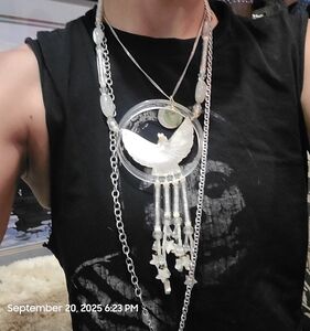 NATIVE AMERICAN Mother Of Pearl and Lucite Carved Eagle Statement Necklace